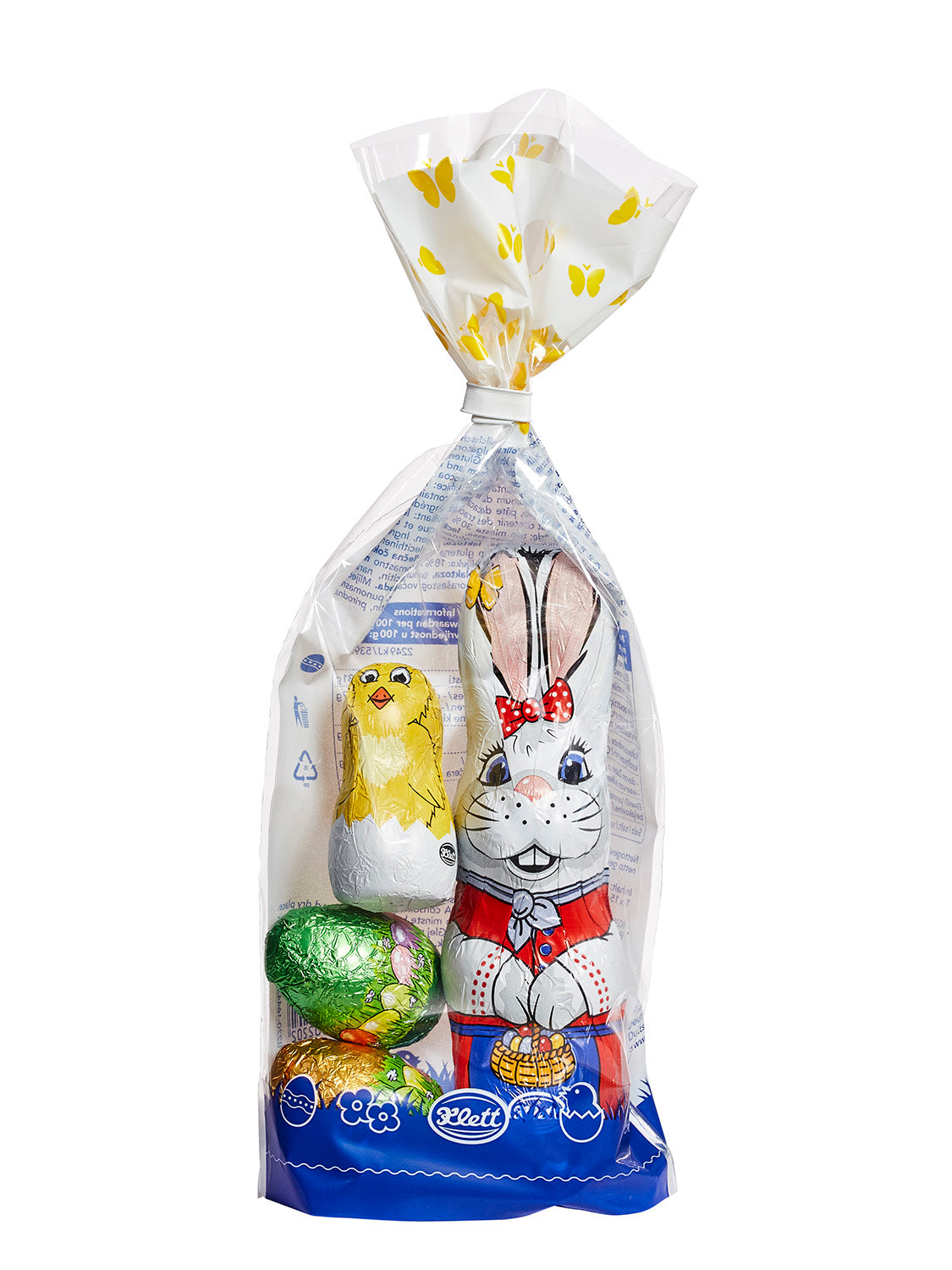 Schokoladen-Ostertüte mit Hasen und Eiern, 100 Gramm