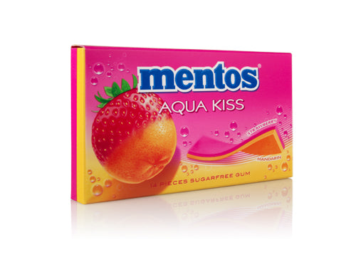Mentos Kaugummi Aqua Kiss Erdbeere Mandarine Box - 20 Stück