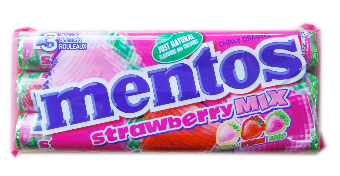 Mentos 3er-Pack Erdbeere