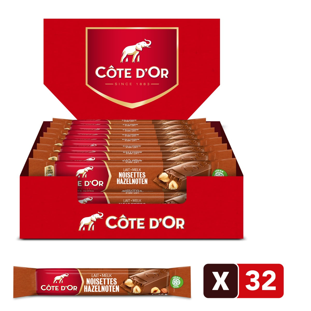 Cote D'Or Milchschokoladenriegel Vollnuss 32 x 45 Gramm