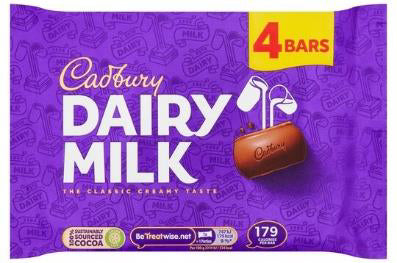 Cadbury Milch 4er-Pack 108,5 Gramm x 14