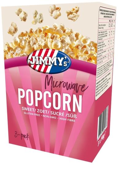 Jimmy's Popcorn Süße Mikrowellen-Popcorn 3 x 90 Gramm