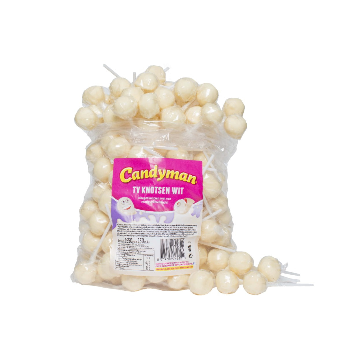 Candyman Lollies TV Knotsen Weiß 150 Stück