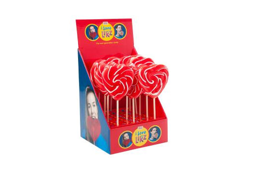 Herz-Lolli Rot-Weiß 24cm