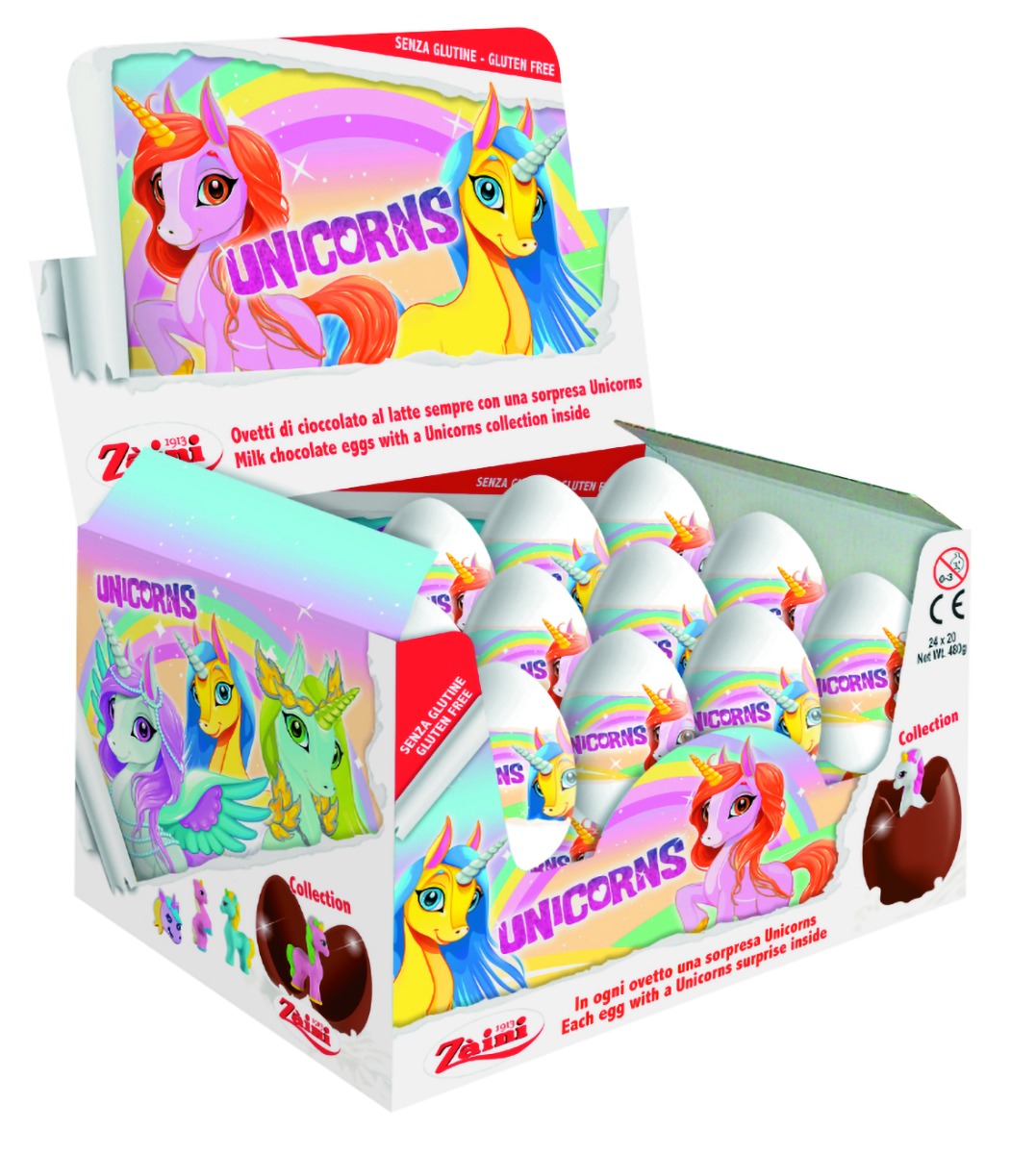 Überraschungsei-Schokoladen-Einhorn-Box - 24 x 20 Gramm