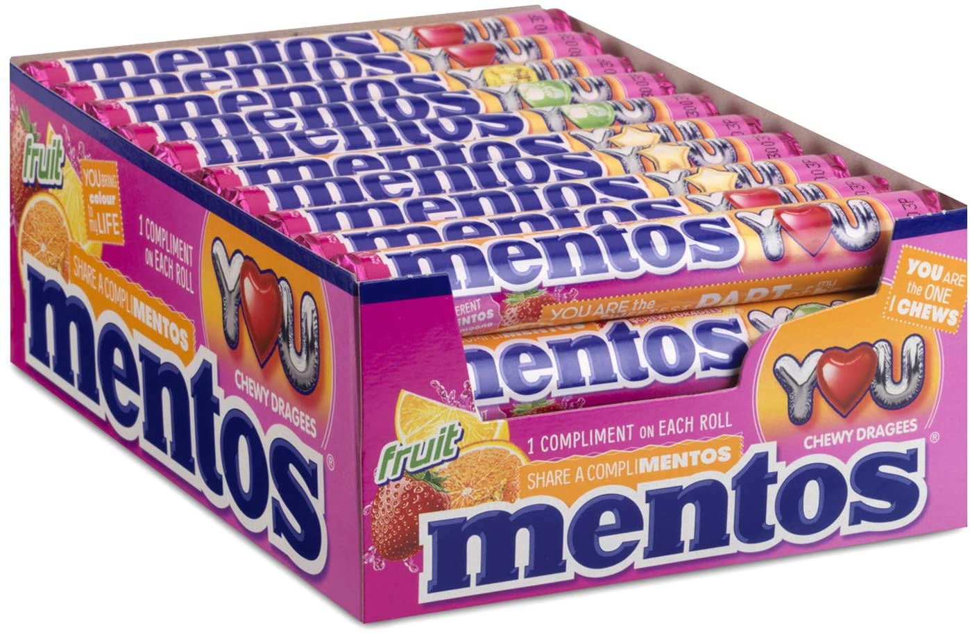 Mentos Roll Fruit Box - 40 x 37,5 Gramm