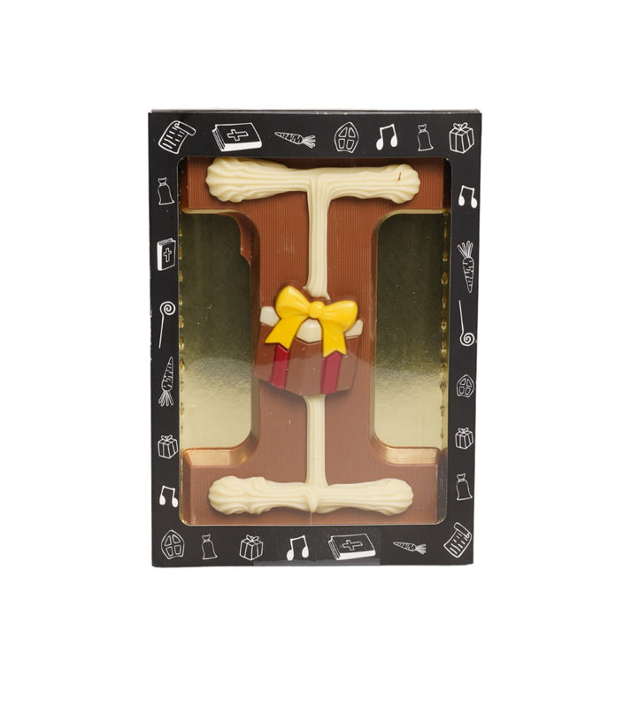 Luxe Gedecoreerde Melk Chocolade Letter I 240 Gram