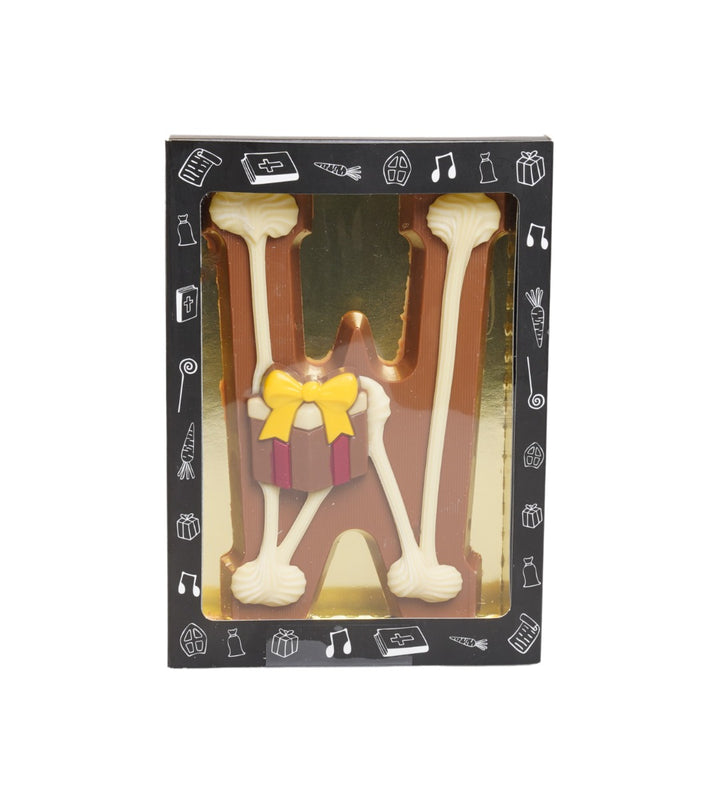 Luxe Gedecoreerde Melk Chocolade Letter W 240 Gram