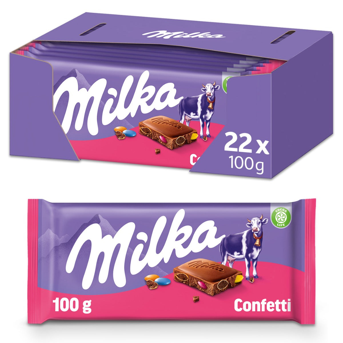 Milka Confetti Schokoriegel 22 x 100 Gramm