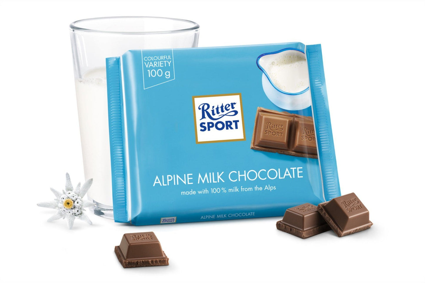 Ritter Sport Alpenmilch Schokoladentafel Box - 12 x 100 Gramm