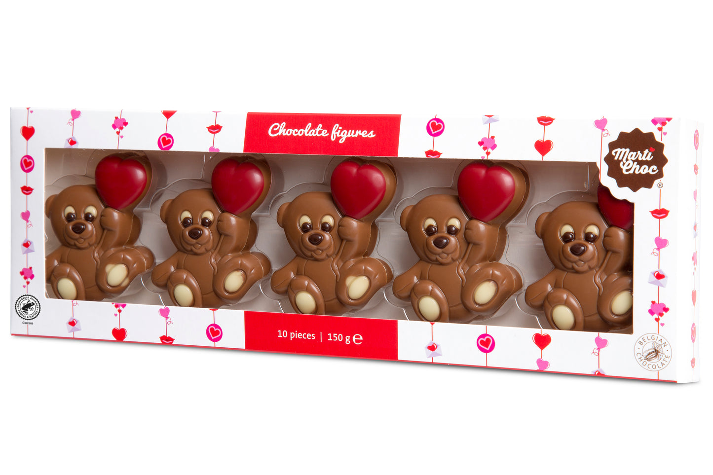 Schokoladenbär mit rotem Herz zum Valentinstag, 150 Gramm