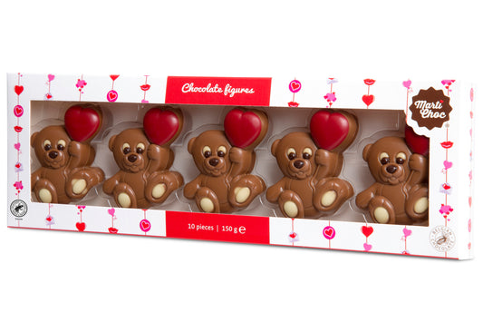 Schokoladenbär mit rotem Herz zum Valentinstag, 150 Gramm
