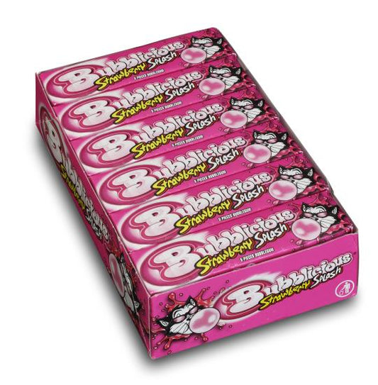 Bubblicious Erdbeerstreifen (5 Stück) x 18 Box