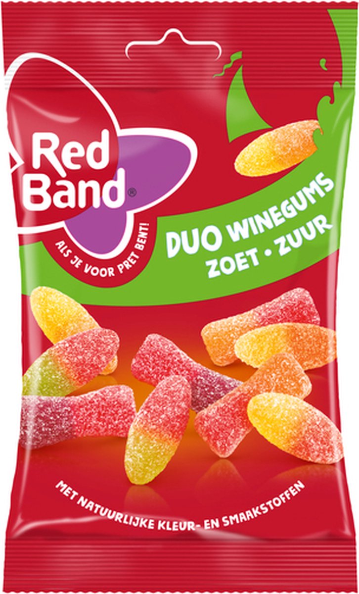 Red Band Duo Winegums Zoet Zuur Doos 12 x 120 Gram