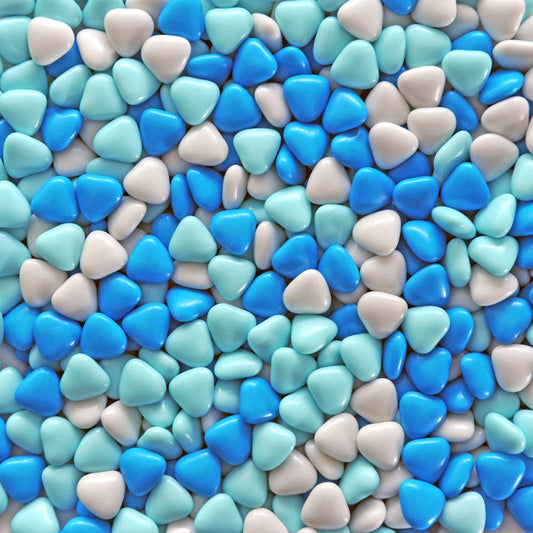 Schokoladen-Dragee-Herzen Blau Weiß 900 Gramm