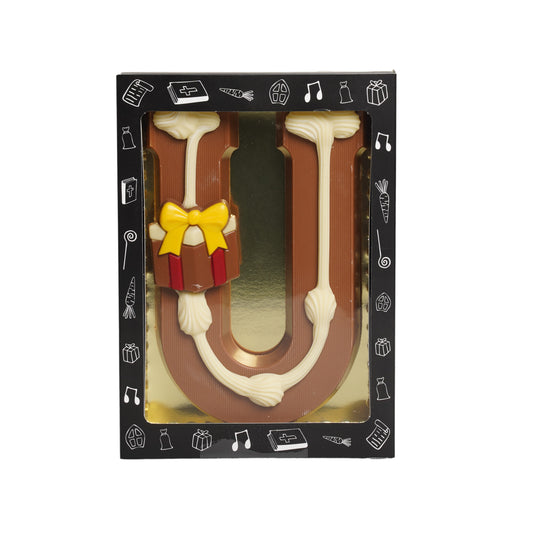 Luxe Gedecoreerde Melk Chocolade Letter U 240 Gram