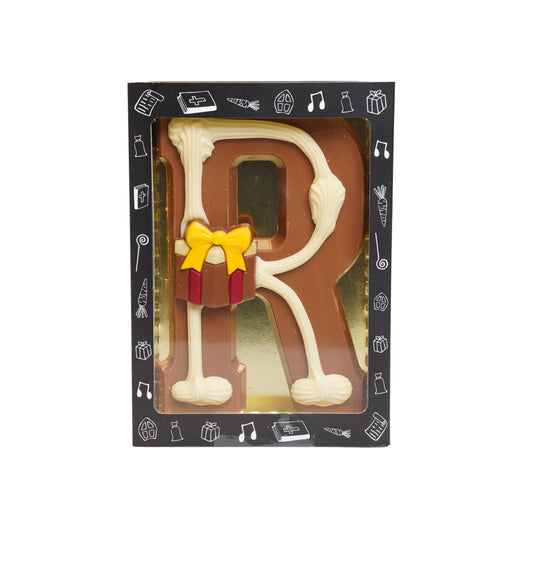 Luxe Gedecoreerde Melk Chocolade Letter R 240 Gram