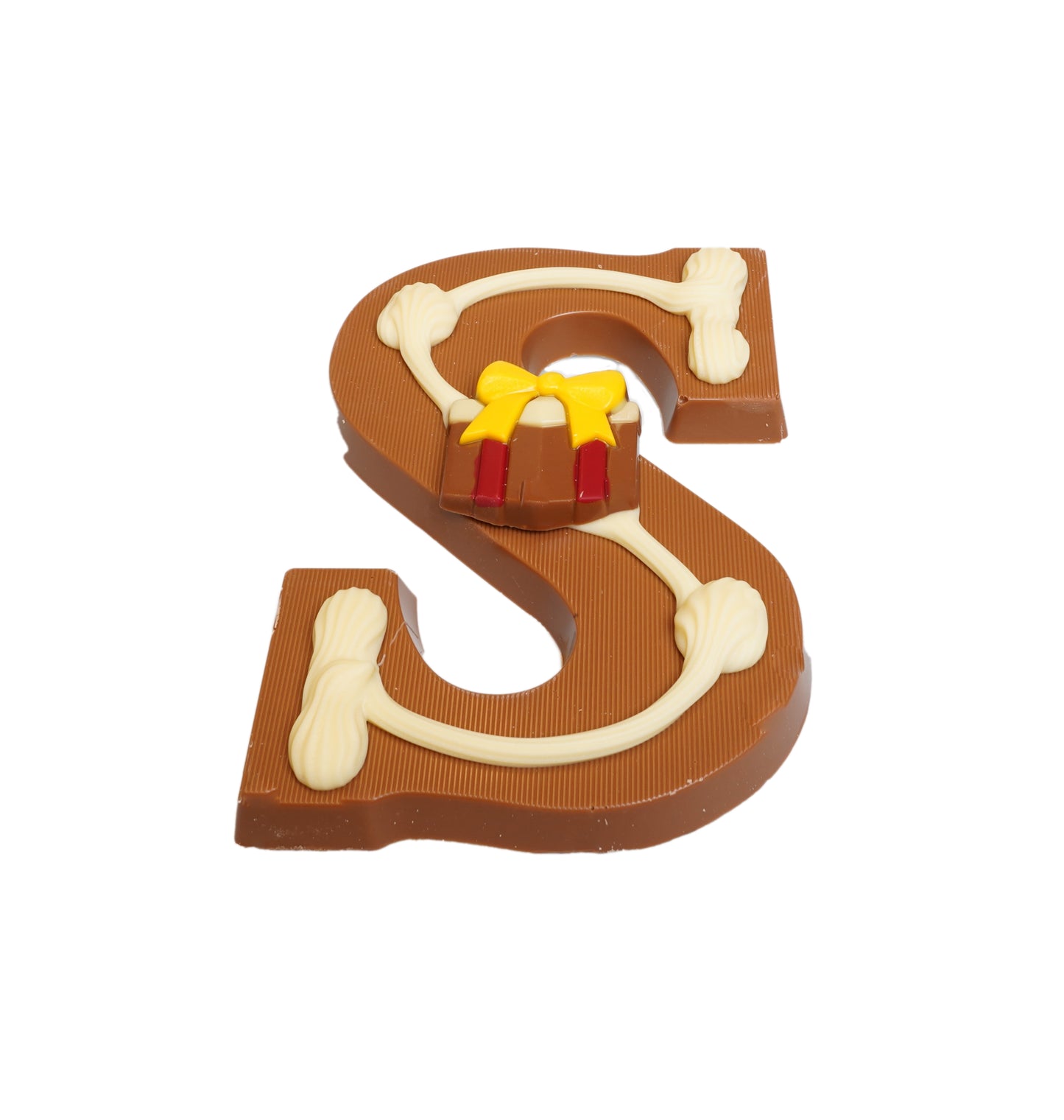 Luxe Gedecoreerde Melk Chocolade Letter S 240 Gram