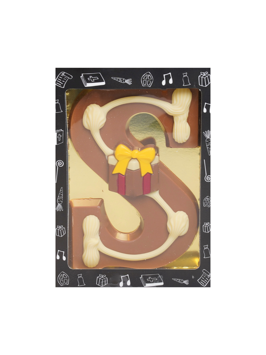 Luxe Gedecoreerde Melk Chocolade Letter S 240 Gram