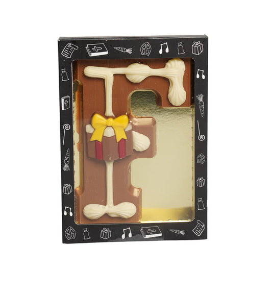 Luxe Gedecoreerde Melk Chocolade Letter F 240 Gram