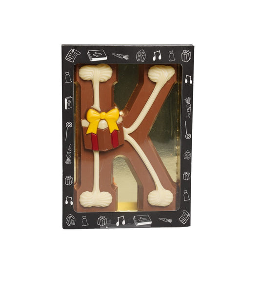 Luxe Gedecoreerde Melk Chocolade Letter K 240 Gram
