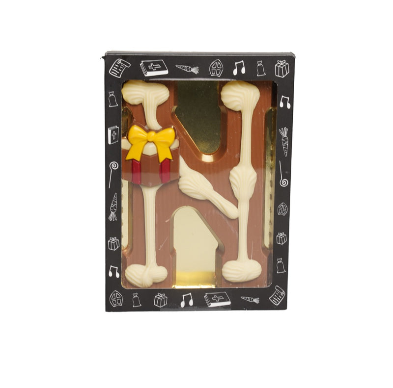 Luxe Gedecoreerde Melk Chocolade Letter N 240 Gram