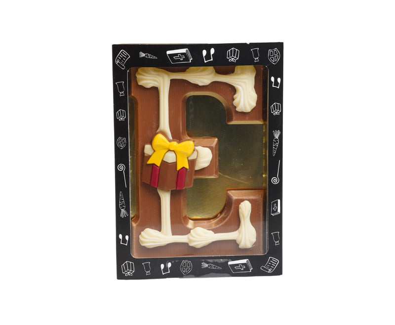 Luxe Gedecoreerde Melk Chocolade Letter E 240 Gram