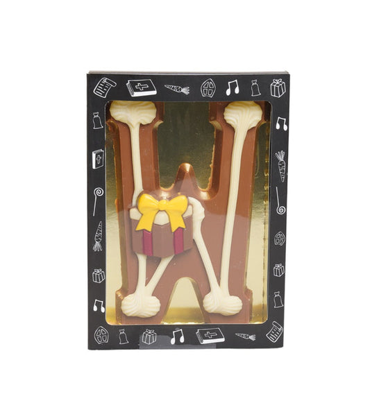 Luxe Gedecoreerde Melk Chocolade Letter W 240 Gram