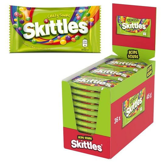 Skittles Crazy Sours Box 36 x 45 Gramm