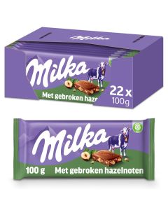 Milka Gebrochene Haselnuss-Schokoladenriegel 22 x 100 Gramm