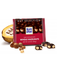 Ritter Sport Ganze Hasselnüsse Dunkle Box- 10 x 100 Gramm